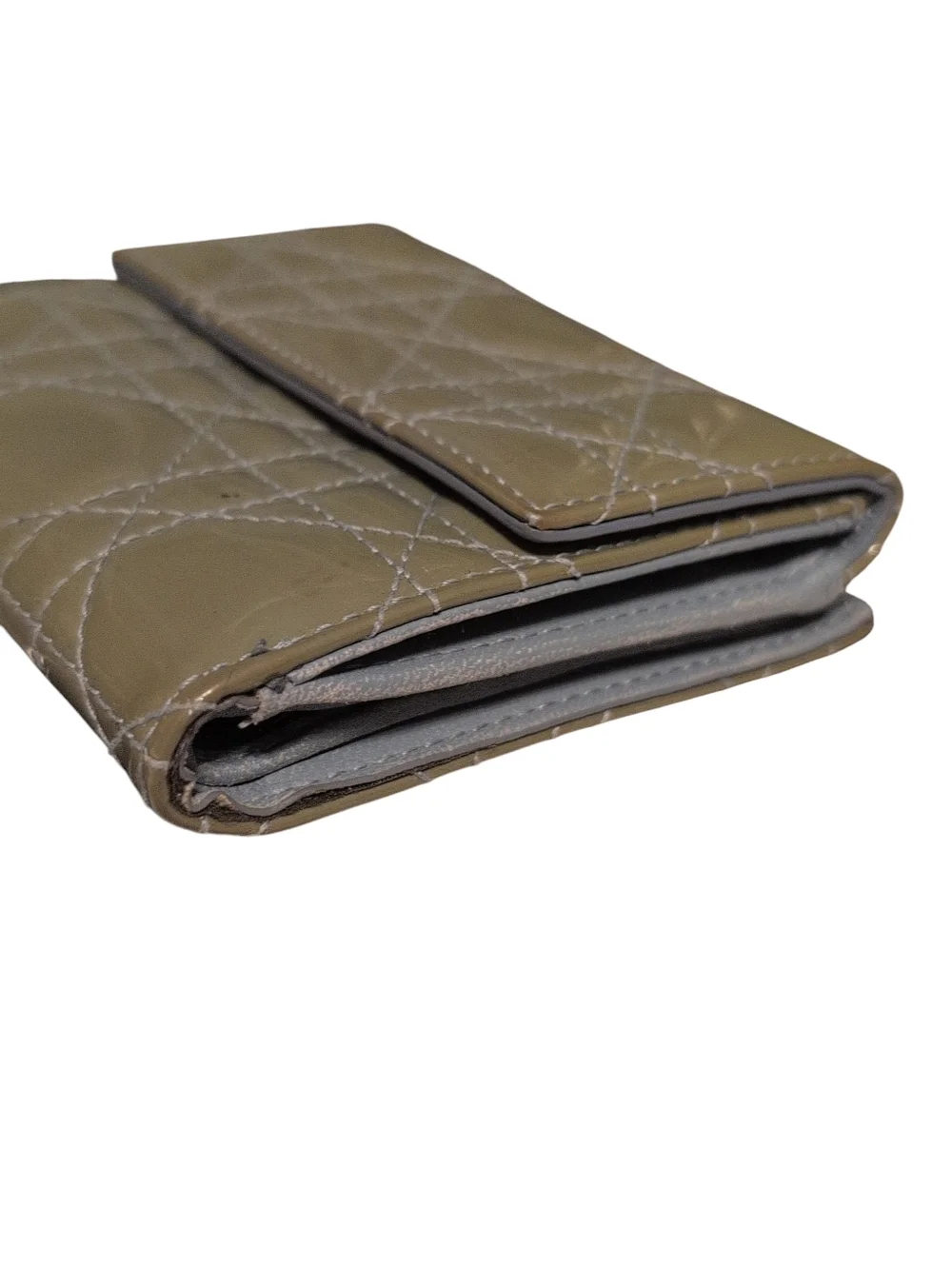Patent Quilted Gray Snap Wallet